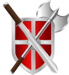 sword, battleaxe  shield
